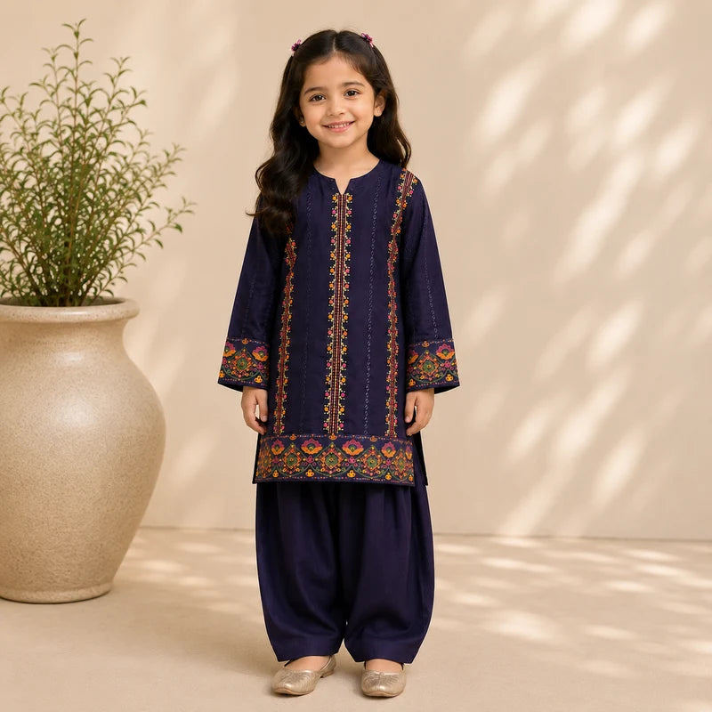 Navy Blue Girls 2-Piece Suit